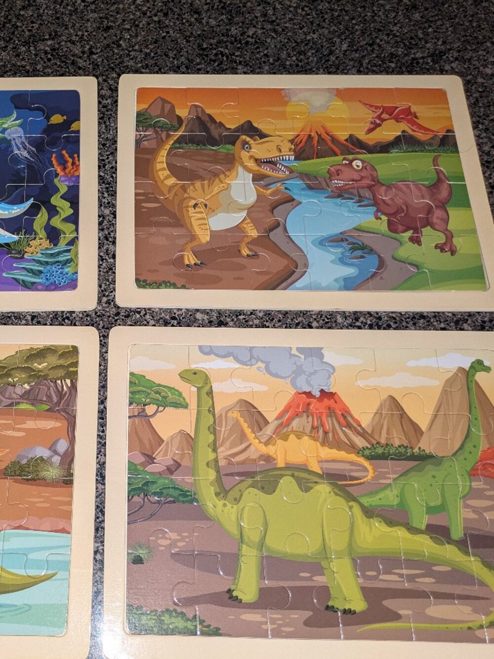 Four Dinosaur Wooden Puzzles for Kids